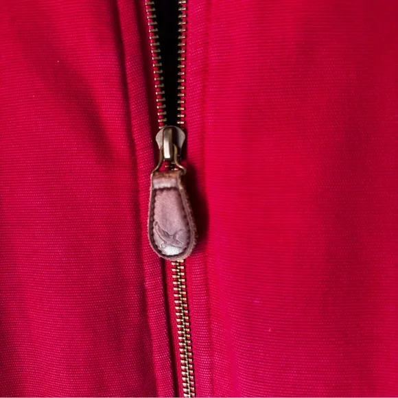 Eddie Bauer Down Red Barn Chore Jacket Coat Leather Suede Brown Collar - Picture 3 of 7